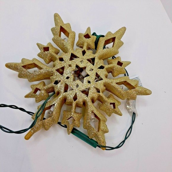 STAR CHRISTMAS Lights Up GOLD Tree Topper Window Decor Sparkles Tested Works EUC - Picture 3 of 12